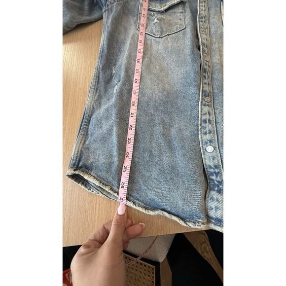 Zara Relaxed Fit Denim Distressed Jacket Jean Size Small Excellent Condition - Picture 14 of 15